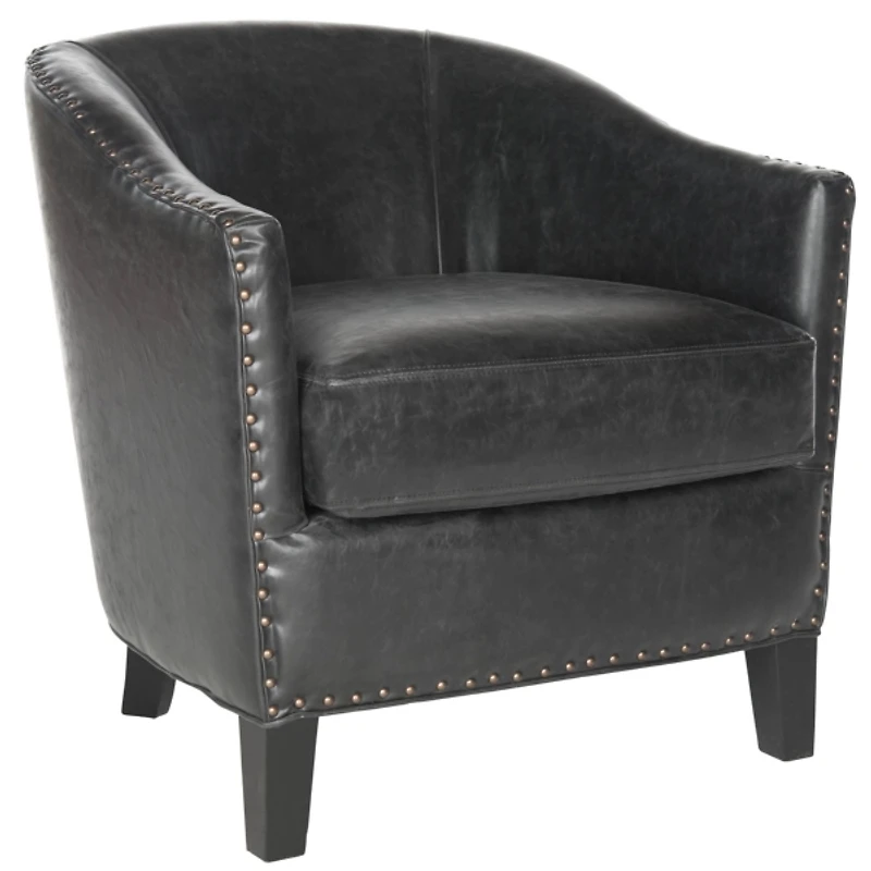 Black Faux Leather Evan Accent Chair