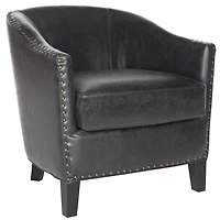Black Faux Leather Evan Accent Chair