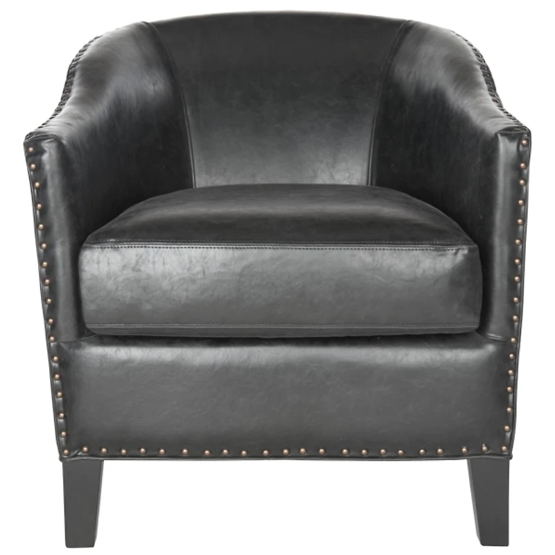 Black Faux Leather Evan Accent Chair