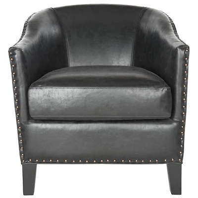 Black Faux Leather Evan Accent Chair