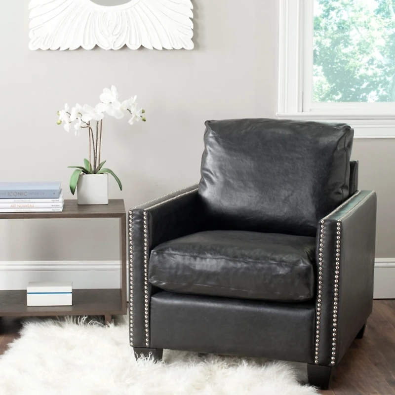Black Faux Leather York Accent Chair