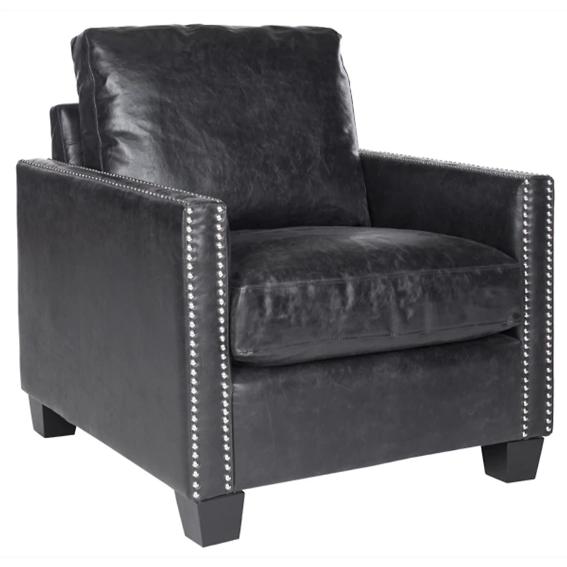 Black Faux Leather York Accent Chair