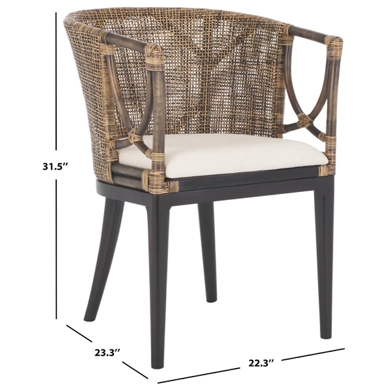 Vana Woven Rattan and Wood Accent Chair