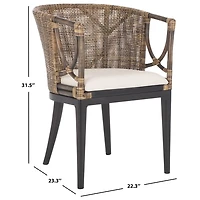 Vana Woven Rattan and Wood Accent Chair