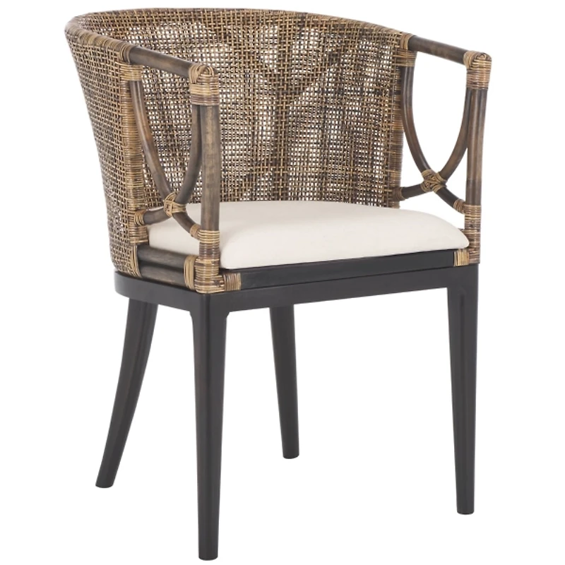 Vana Woven Rattan and Wood Accent Chair