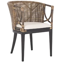 Vana Woven Rattan and Wood Accent Chair