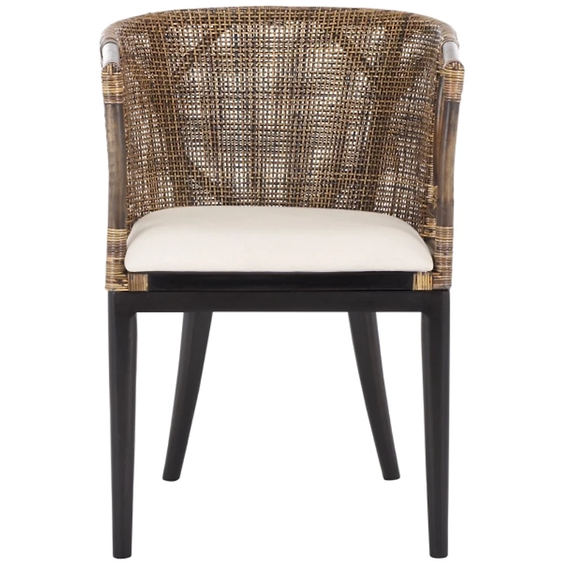 Vana Woven Rattan and Wood Accent Chair