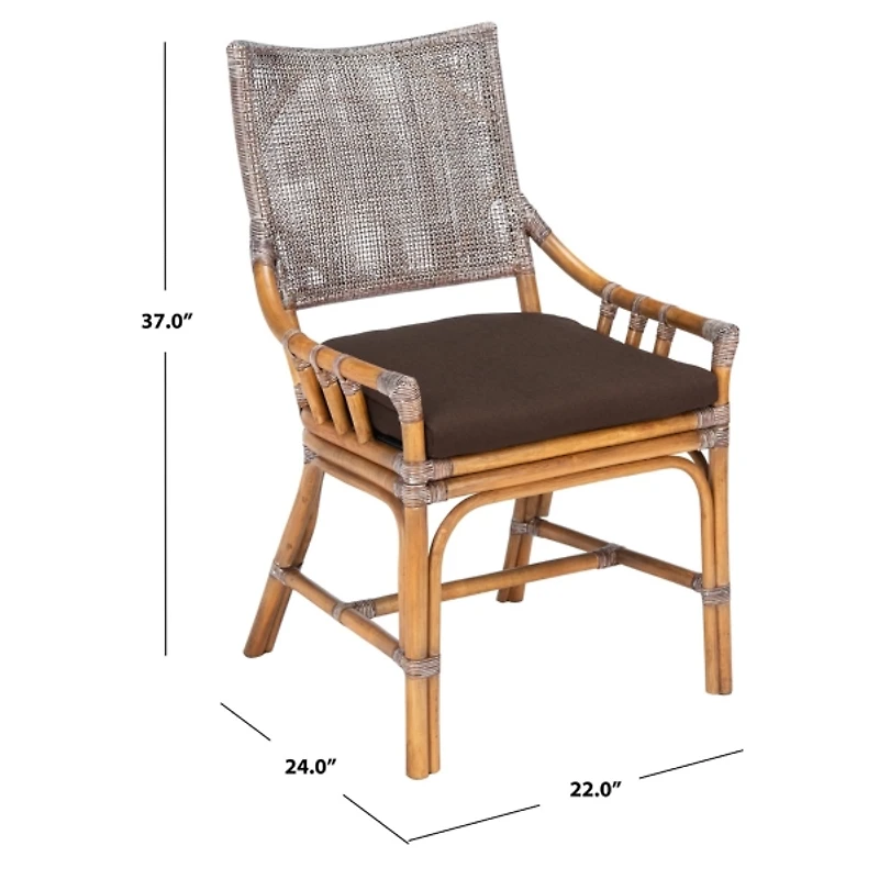 Coastal Brown Rattan Donna Accent Chair