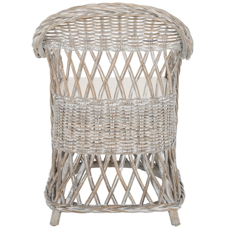 Whitewash Rattan Wicker Club Accent Chair