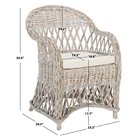 Whitewash Rattan Wicker Club Accent Chair