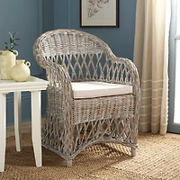 Whitewash Rattan Wicker Club Accent Chair