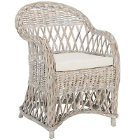 Whitewash Rattan Wicker Club Accent Chair