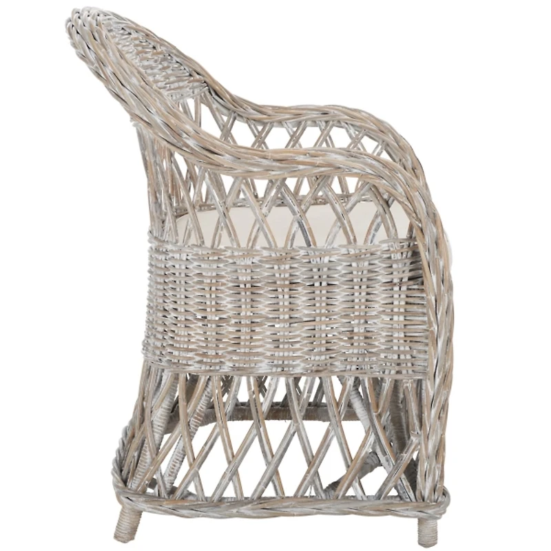 Whitewash Rattan Wicker Club Accent Chair