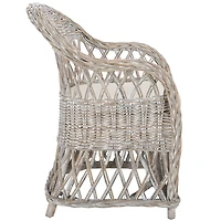 Whitewash Rattan Wicker Club Accent Chair