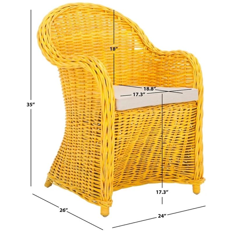Yellow Wicker Myra Accent Chair