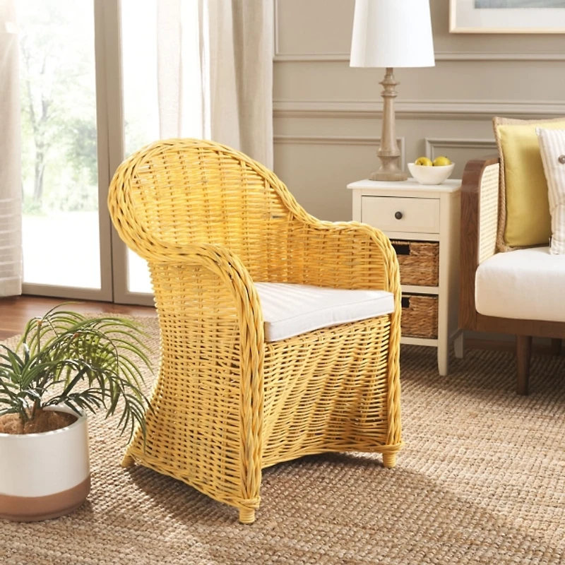 Yellow Wicker Myra Accent Chair