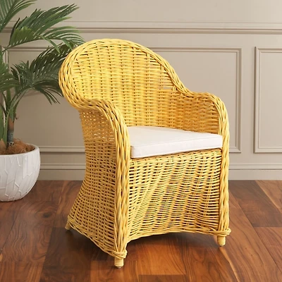 Yellow Wicker Myra Accent Chair