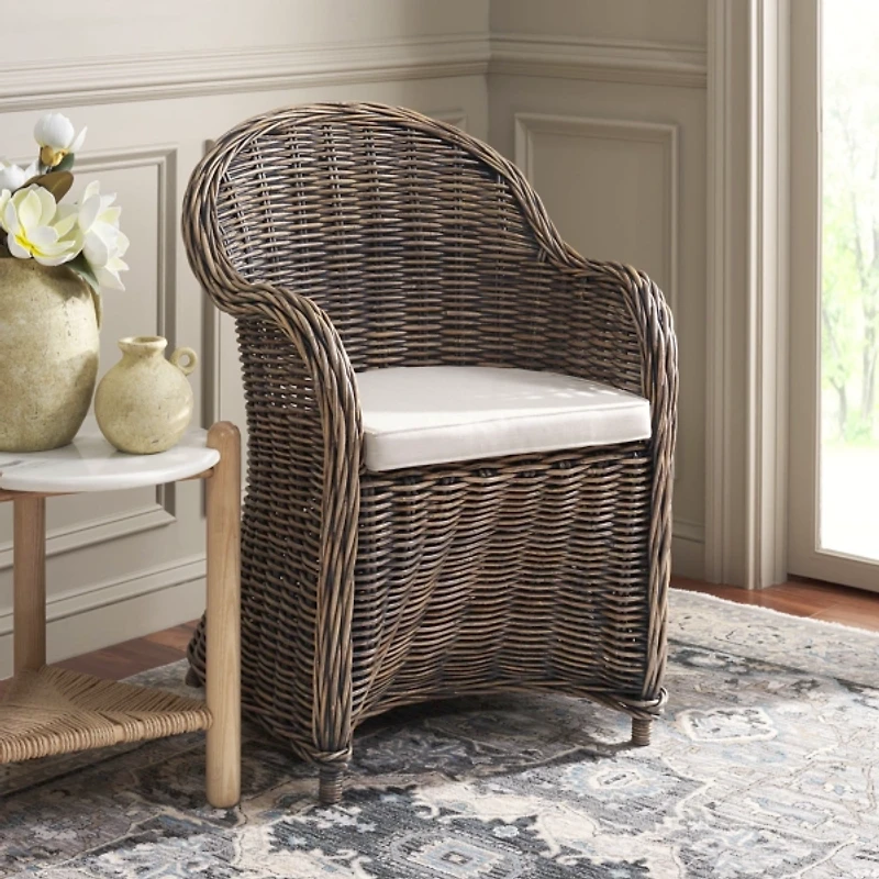 Black Wash Wicker Myra Accent Chair