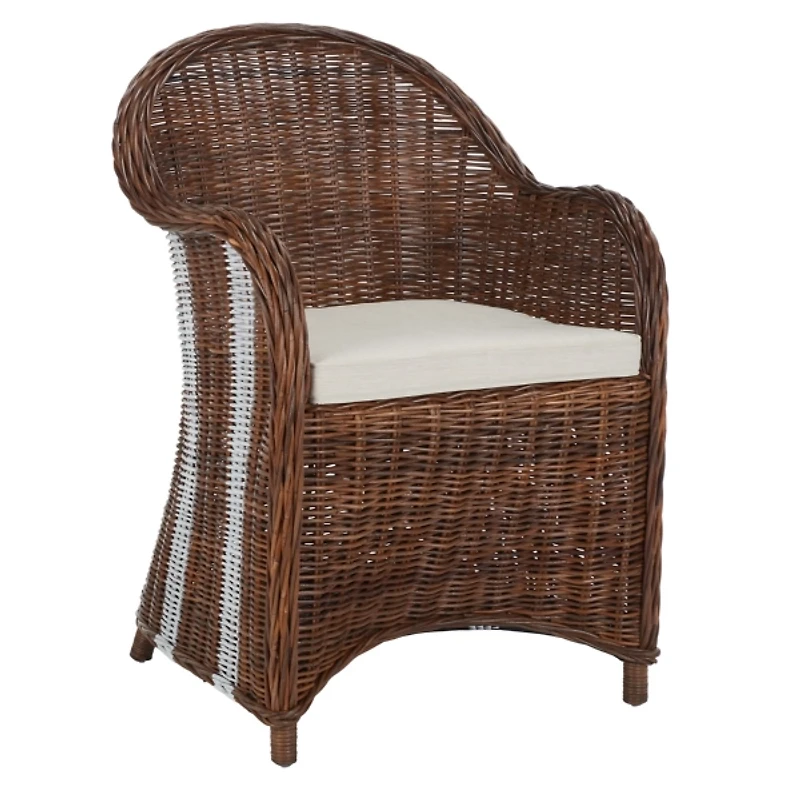 Brown Lacak Rattan Striped Accent Chair