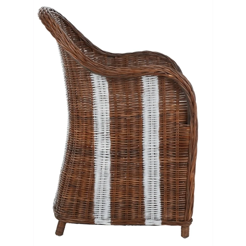Brown Lacak Rattan Striped Accent Chair