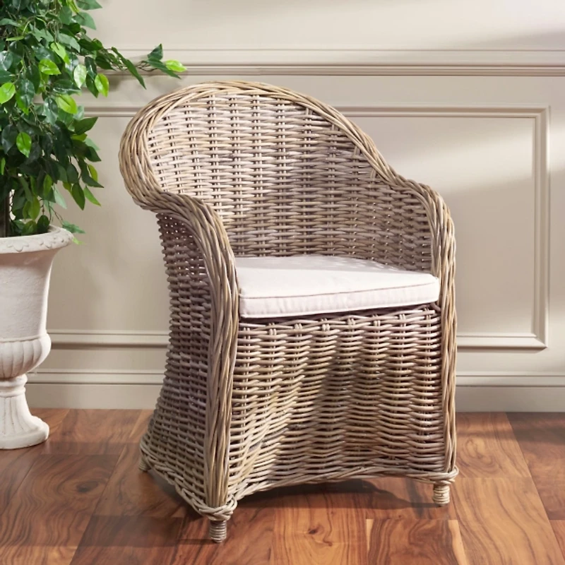 Gray Wash Rattan Zayne Accent Chair