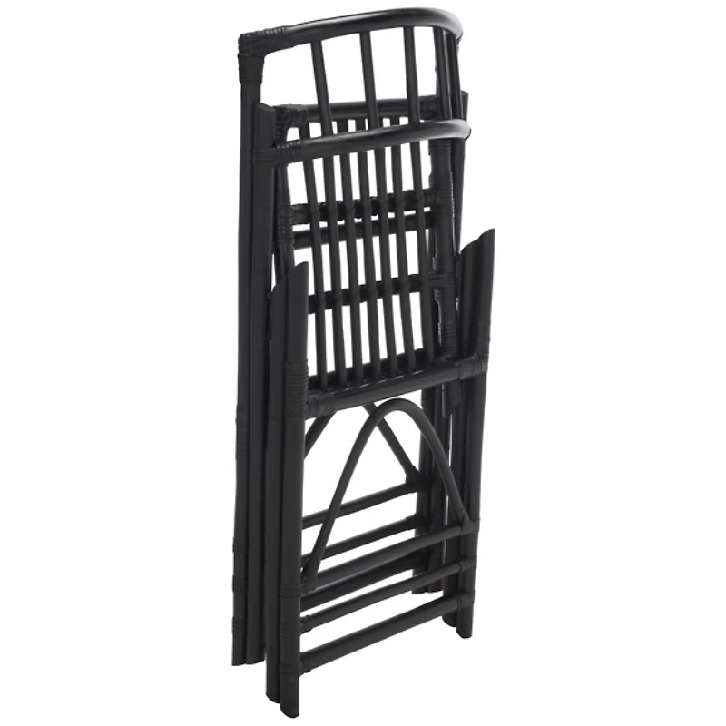 Black Rattan Maya Folding Chairs, Set of 2
