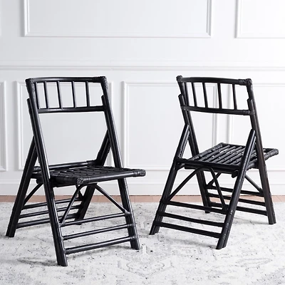 Black Rattan Maya Folding Chairs, Set of 2