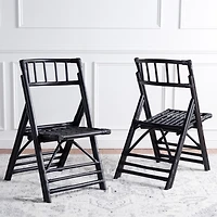 Black Rattan Maya Folding Chairs, Set of 2