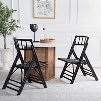 Black Rattan Maya Folding Chairs, Set of 2