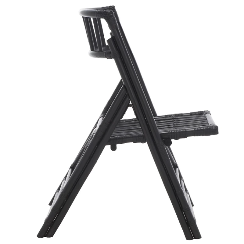 Black Rattan Maya Folding Chairs, Set of 2