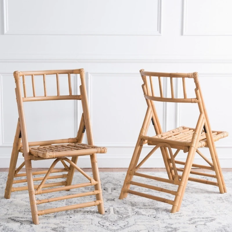 Natural Rattan Maya Folding Chairs, Set of 2
