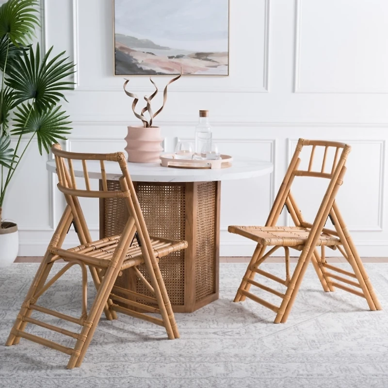Natural Rattan Maya Folding Chairs, Set of 2