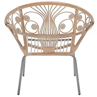 Whitewash Rattan Boho Accent Chair