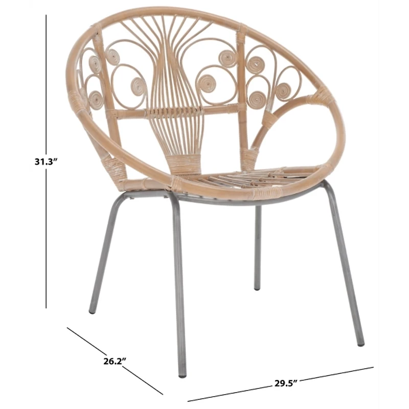 Whitewash Rattan Boho Accent Chair