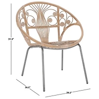 Whitewash Rattan Boho Accent Chair