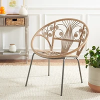 Whitewash Rattan Boho Accent Chair