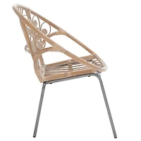 Whitewash Rattan Boho Accent Chair