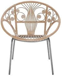 Whitewash Rattan Boho Accent Chair