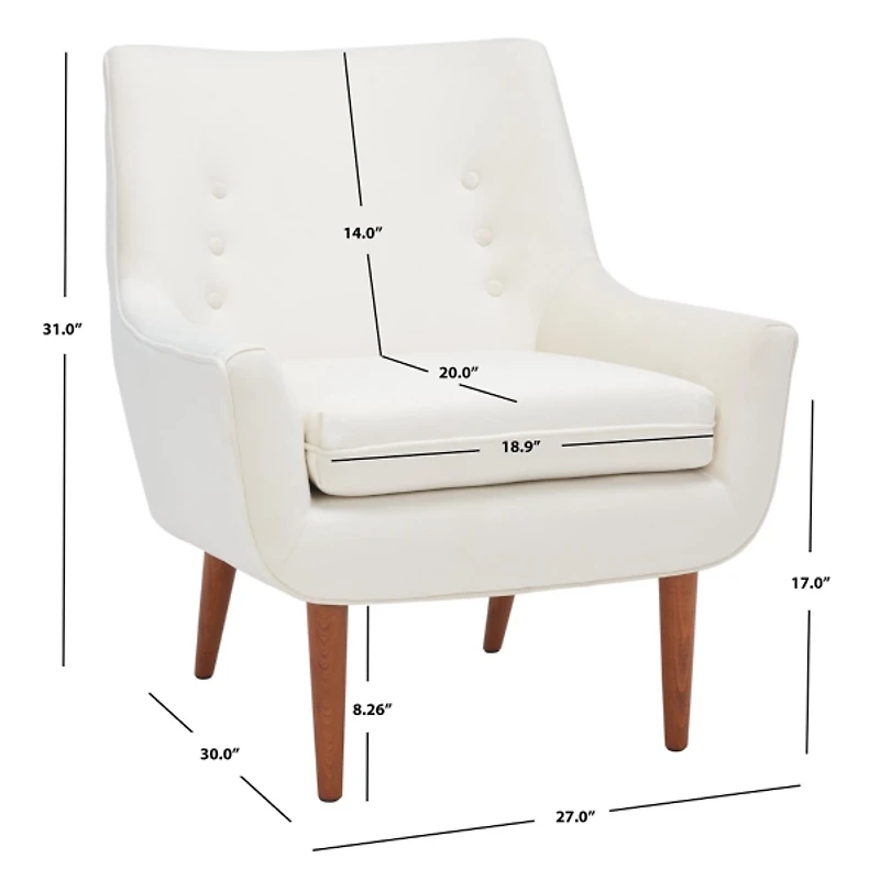 Cream Velvet Tufted Nettie Armchair