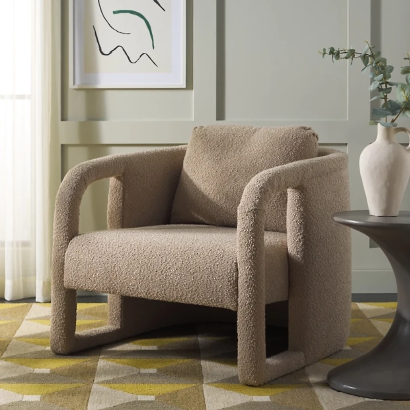 Tan Boucle Modern Piper Accent Chair