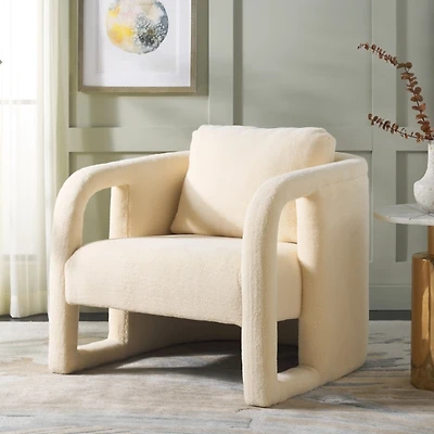 Cream Sherpa Modern Piper Accent Chair