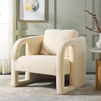 Cream Sherpa Modern Piper Accent Chair