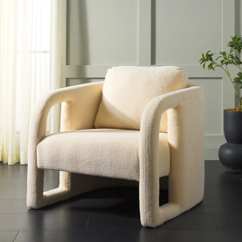 Cream Sherpa Modern Piper Accent Chair