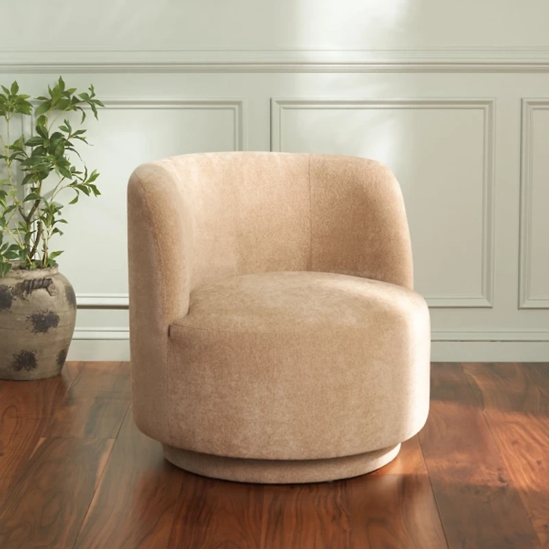 Beige Olcay Modern Swivel Accent Chair