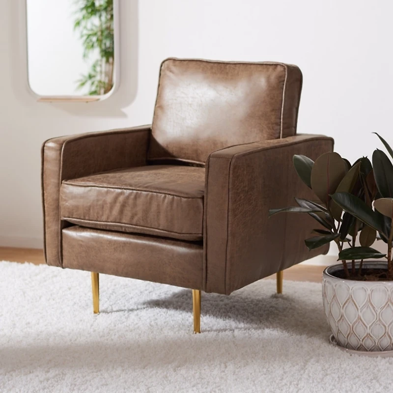 Brown and Gold Modern Accent Chair