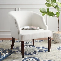 White Linen Upholstered Harriet Accent Chair