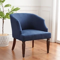 Navy Blue Linen Upholstered Harriet Accent Chair