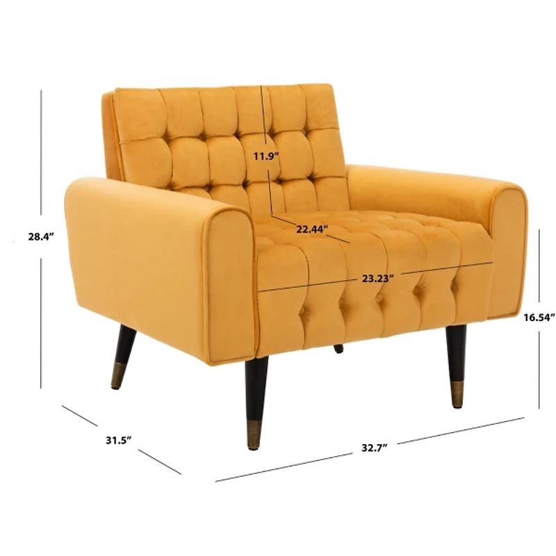 Gold Tufted Velvet Lydia Accent Chair