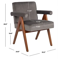 Gray Velvet Mid-Century Kate Accent Chair