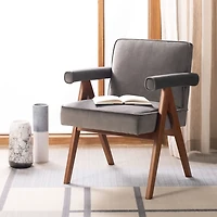 Gray Velvet Mid-Century Kate Accent Chair